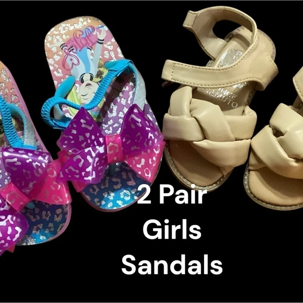 2 PAIR TODDLER GIRLS SIZE 5 SANDALS. VINCE CAMUTO & JOJOS